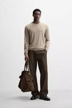 Легкий свитер из 100% шерсти ZARA, бежевый