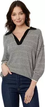 Легкий свитер-поло Lilla P, цвет Black/Ivory