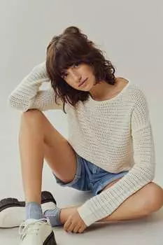 Легкий свитер с узором «пуанты» Vila, белый