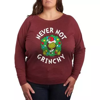 Легкий свитшот из френч-терри больших размеров Dr. Seuss Grinch Never Not Grinchy Licensed Character, цвет Heather Dark Red