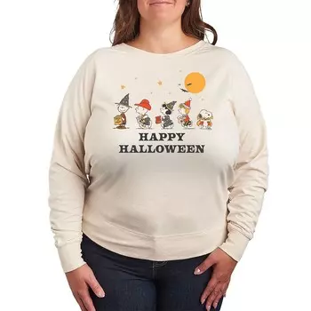 Легкий свитшот из френч-терри больших размеров с рисунком Peanuts Group Happy Halloween Licensed Character, бежевый