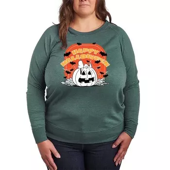 Легкий свитшот из френч-терри большого размера Peanuts Snoopy Happy Halloween Licensed Character, цвет Heather Green
