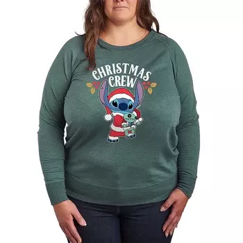 Легкий свитшот из френч терри Disney's Lilo & Stitch Plus Size Christmas Crew, цвет Heather Green