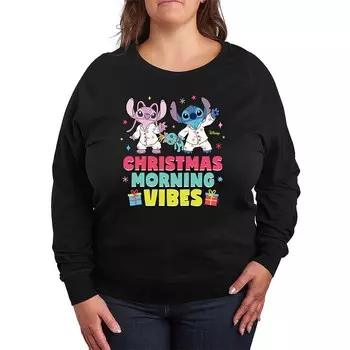 Легкий свитшот из френч терри Disney's Lilo & Stitch Plus Size Christmas Morning, черный