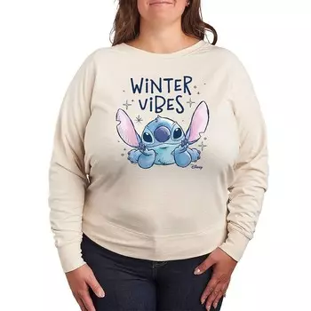 Легкий свитшот из френч терри Disney's Lilo & Stitch Plus Size Winter Vibes, бежевый
