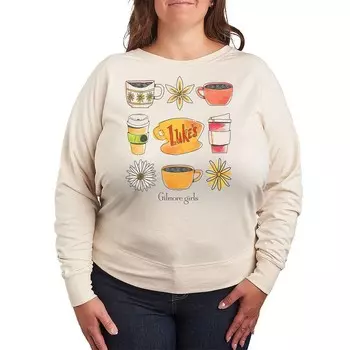Легкий свитшот из френч терри Gilmore Girls Luke's Coffee Grid больших размеров Licensed Character, бежевый