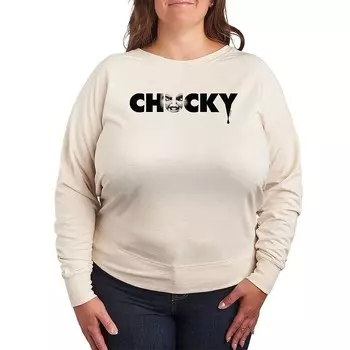 Легкий свитшот из френч терри размера Chucky Chucky Face с логотипом Licensed Character, бежевый