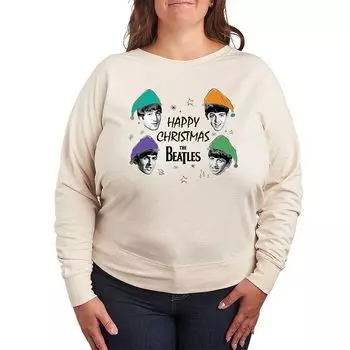Легкий свитшот из френч терри размера плюс The Beatles Happy Christmas Licensed Character, бежевый