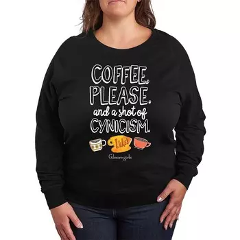 Легкий свитшот из френч терри размера плюс для девочек Gilmore Coffee Shot of Cynicism Licensed Character, черный