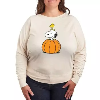 Легкий свитшот из френч-терри размера плюс с тыквой Peanuts Snoopy & Woodstock Licensed Character, бежевый