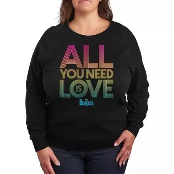 Легкий свитшот из френч терри размера плюс The Beatles All You Need Is Love Licensed Character, черный