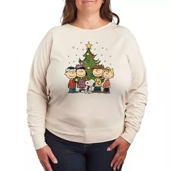 Легкий свитшот из френч терри размера плюс Peanuts Christmas Group Licensed Character, бежевый