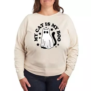 Легкий свитшот из френч терри размера плюс My Cat Is My Boo на Хэллоуин Licensed Character, бежевый