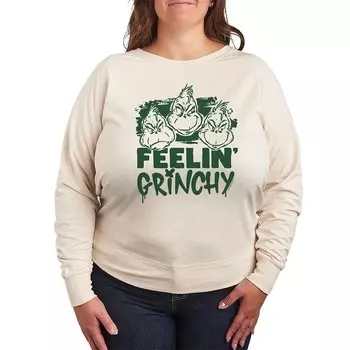 Легкий свитшот из френч терри размера плюс Dr. Seuss Feelin' Grinchy Licensed Character, бежевый
