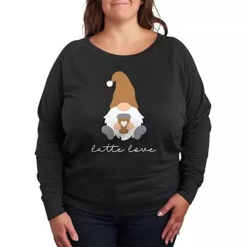 Легкий свитшот из френч терри размера плюс Gnome Latte Love Licensed Character, цвет Heather Charcoal