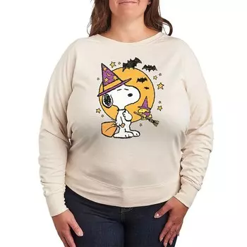 Легкий свитшот из френч-терри размера плюс Peanuts Snoopy & Woodstock Halloween Licensed Character, бежевый