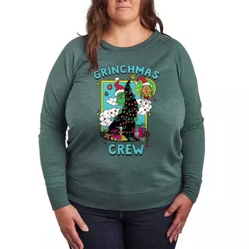 Легкий свитшот из френч-терри размера плюс Dr. Seuss Grinchmas Crew Licensed Character, цвет Heather Green