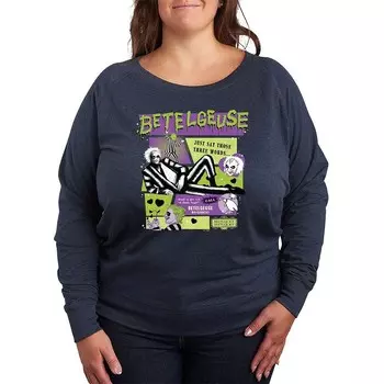 Легкий свитшот из френч терри размера плюс Beetlejuice 2 Betelgeuse Licensed Character, цвет Heather Blue