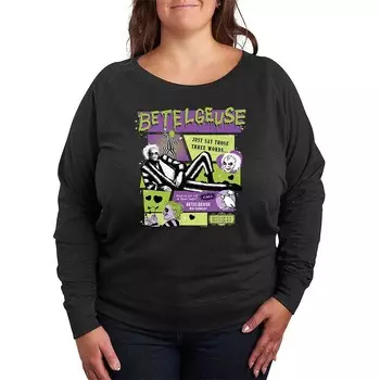 Легкий свитшот из френч терри размера плюс Beetlejuice 2 Betelgeuse Licensed Character, цвет Heather Charcoal