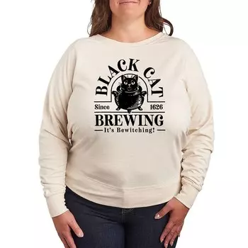 Легкий свитшот из френч терри размера плюс Black Cat Brewing Licensed Character, бежевый