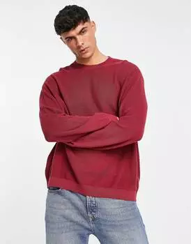 Легкий темно-красный джемпер в рубчик свободного кроя ASOS DESIGN