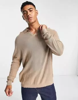 Легкий темно-серый джемпер оверсайз в рубчик с вырезом на шее ASOS DESIGN