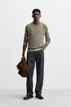 Легкий текстурированный свитер ZARA, хаки