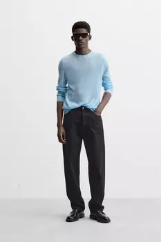 Легкий текстурированный свитер ZARA, светло-голубой