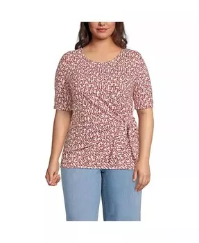 Легкий топ из джерси больших размеров с завязкой спереди Lands' End, оранжевый