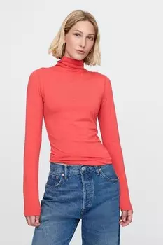 Легкий топ с высоким воротом и длинными рукавами Gap, красный