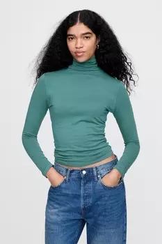 Легкий топ с высоким воротом и длинными рукавами Gap, зеленый