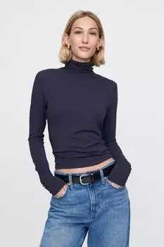 Легкий топ с высоким воротом и длинными рукавами Gap, синий