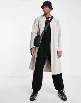 Легкий тренч в рубчик с камнем ASOS DESIGN