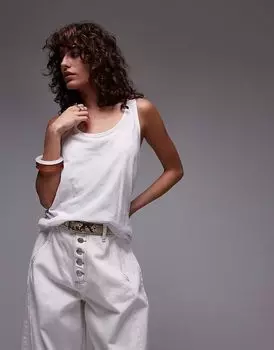 Легкий трикотажный топ ARKET белого цвета