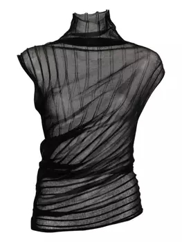 Легкий трикотажный топ в рубчик Victoria Beckham, черный