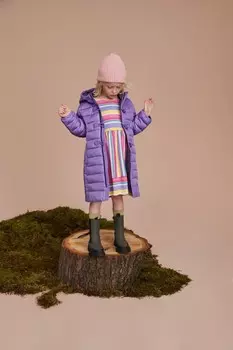 Легкий удлиненный пуховик с застежкой молнией Crew Clothing Company, фиолетовый