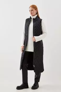 Легкий удлиненный жилет длиной до колена Karen Millen, черный