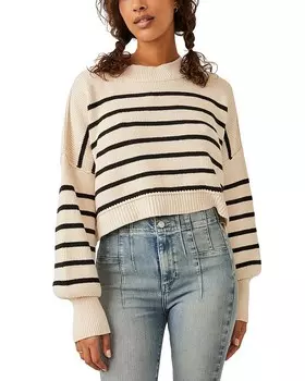 Легкий уличный укороченный свитер в полоску Free People, слоновая кость/кремовый