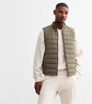 Легкий утепленный жилет цвета хаки на молнии New Look, хаки