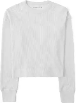 Легкий вафельный топ с длинными рукавами Abercrombie & Fitch, цвет Grey Heather
