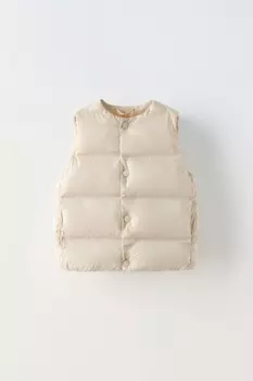 Легкий водоотталкивающий жилет ZARA, экрю