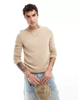 Легкий вязаный джемпер овсяного цвета с начесом ASOS DESIGN