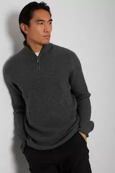 Легкий вязаный джемпер с молнией в четверть размера 'Prestwich' Threadbare, серый
