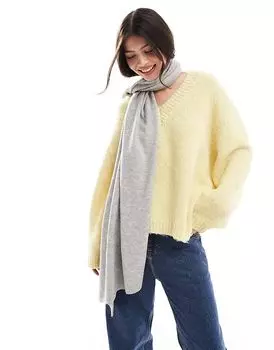 Легкий вязаный шарф серого меланжевого цвета ASOS DESIGN