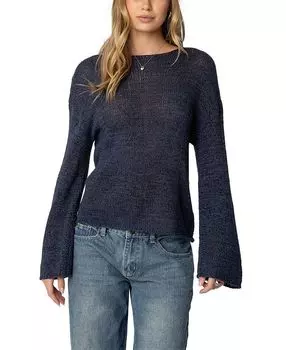 Легкий вязаный свитер с заниженными плечами Edikted, синий