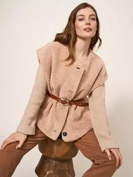 Легкий вязаный жилет борг White Stuff, светлый натуральный