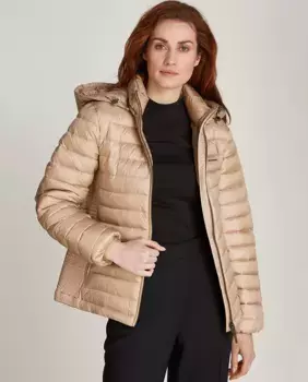 Легкий женский пуховик из нейлона Calvin Klein, бежевый