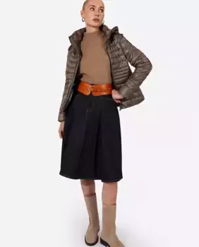 Легкий женский пуховик в полоску разного размера Henry Arroway, цвет Topo