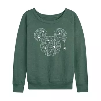 Легкий женский свитшот из френч терри Disney's Mickey Mouse с паутиной, цвет Heather Green