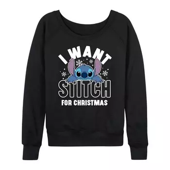 Легкий женский свитшот из френч-терри Disney's Lilo & Stitch A Stitch For Christmas, черный